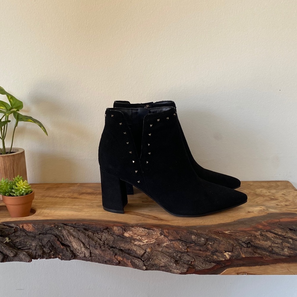 Marc Fisher Black Studded Booties
